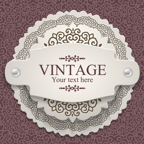 Exquisite lace vintage cards vector set 02 vintage lace exquisite cards card   