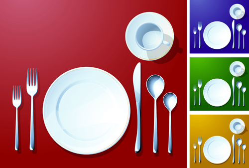 Various Tableware elements vector material set 02 Various Tableware material elements element   