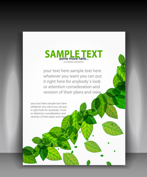 Green leave flyer and cover brochure background vector 04 leave green cover brochure   