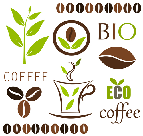 Set of Coffee logo design elements mix vector 03 mix logo elements element coffee   