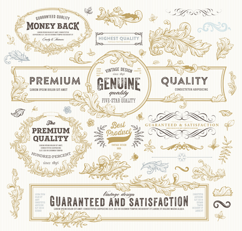 Retro elements ornaments and labels creative vector 02 Retro font ornaments ornament labels elements creative   