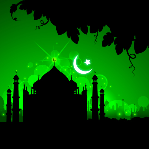 Mosque with Night vector backgrounds 01 Vector Background night mosque backgrounds background   