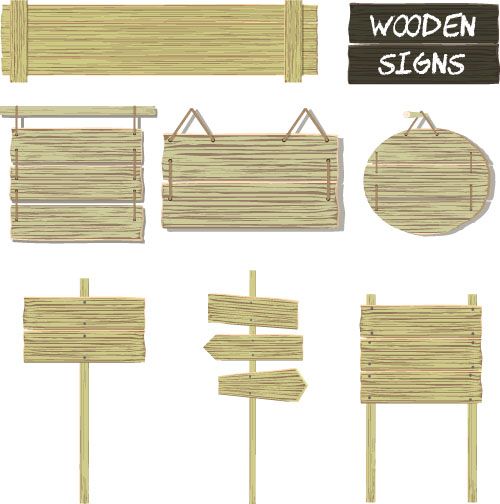 Wooden signs design vectors set 09 wooden signs design   