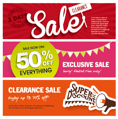 Flat styles sale banners vector set 03 sale flat banners   