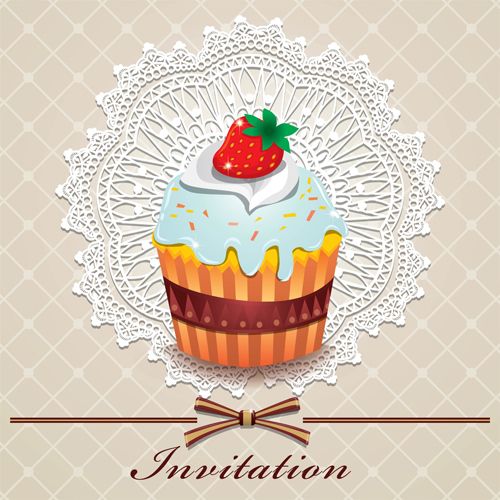 Cute cake cards design elements vector 03 elements element cute cards card cake   