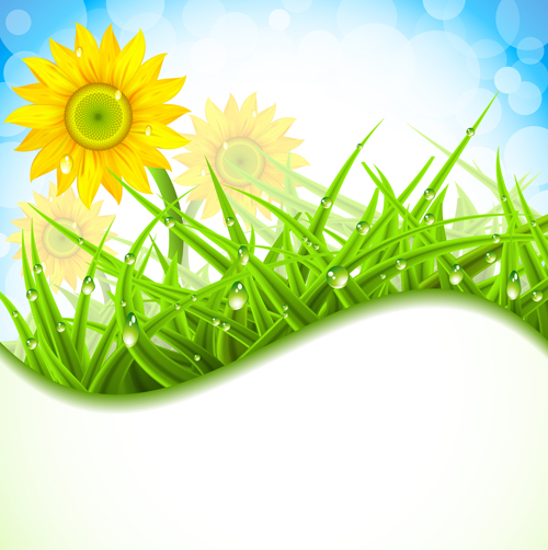 Spring flower with grass art background 02 spring grass flower background   