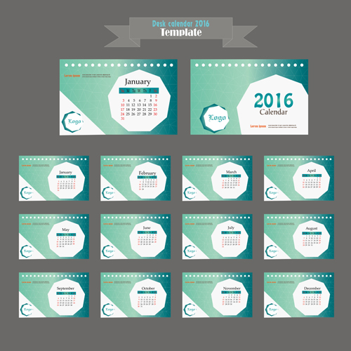 2016 desk calendar template vectors set 09 template calendar 2016   