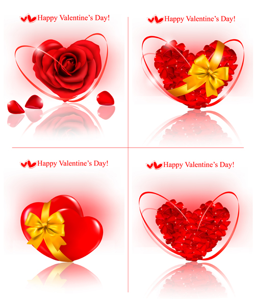 Shiny Valentine hearts vector cards 01 Valentine shiny hearts cards card   