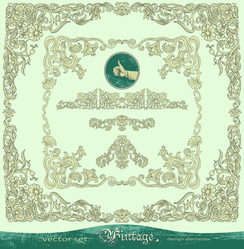 Retro Decorative Frames with Borders vector art 04 Retro font frames frame elements element decorative borders border   