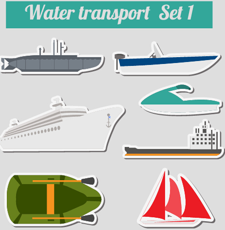 Set of transportation stickers vector material 12 transportation stickers   