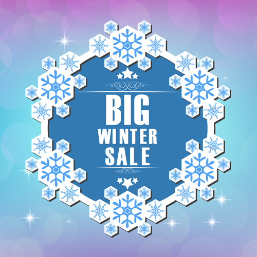 Paper snowflake frame with winter sale vector background 02 winter snowflake sale paper frame background   