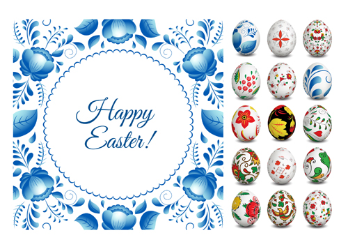 Easter egg with floral art vector material 03 floral easter egg   