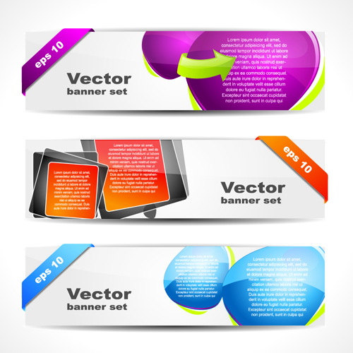 Vector set of Banner with colored shapes graphics 01 shapes colored banner   