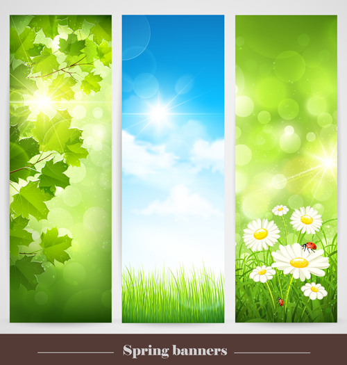 Spring natural banners vector set 02 spring natural banners banner   