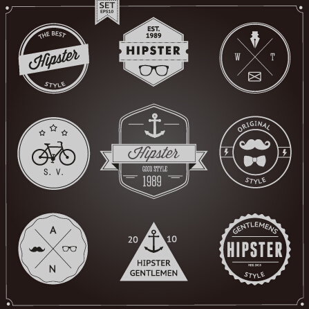 Hipster style badges and labels vector graphics 03 labels label hipster badges badge   