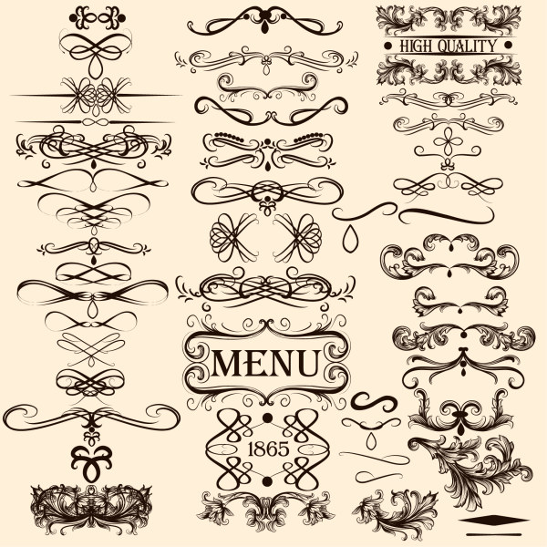 Calligraphy with menu ornaments vector material ornaments menu material Calligraphy font   