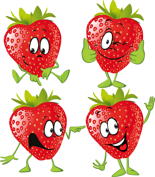 Funny strawberry cartoon characters vector strawberry funny cartoon characters cartoon   