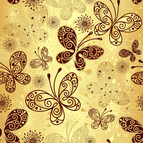 Floral butterflies seamless pattern vector set 03 seamless pattern vector pattern floral butterflies   