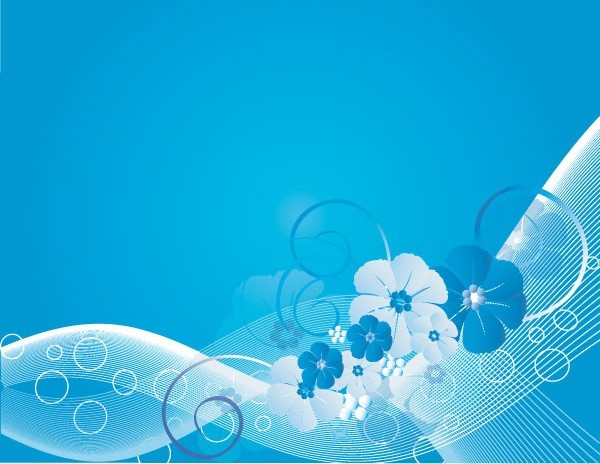 Flowers with dynamic lines blue background vector lines flowers dynamic blue background   