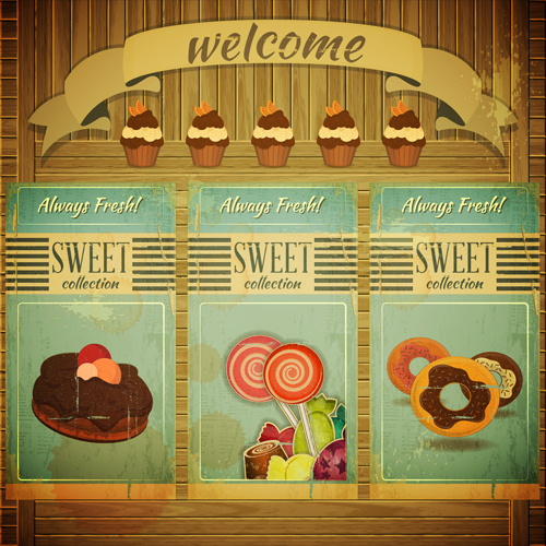 Retro sweet poster vector graphics sweet Retro font poster   