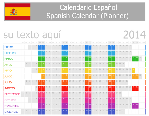 Spanish Version Calendar 2014 vector 02 version spanish calendar 2014   
