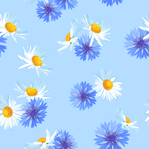 Blue with white flower vector seamless pattern seamless pattern flower blue   