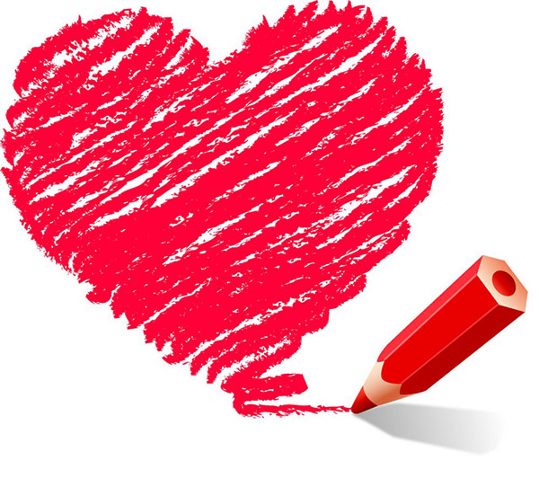 Hand drawn heart with red pen vector pen heart hand drawn   
