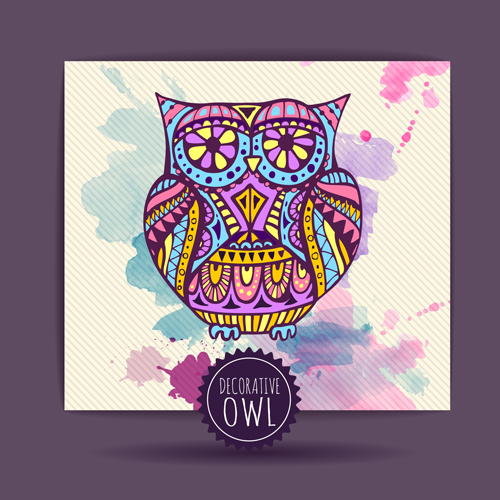 Floral decorative owl vector material 05 owl floral decorative   