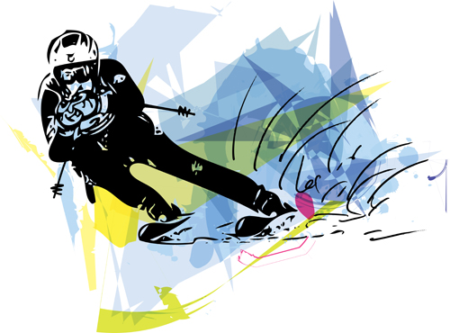 Hand drawn skiing sketch vector design 08 skiing sketch hand drawn design   