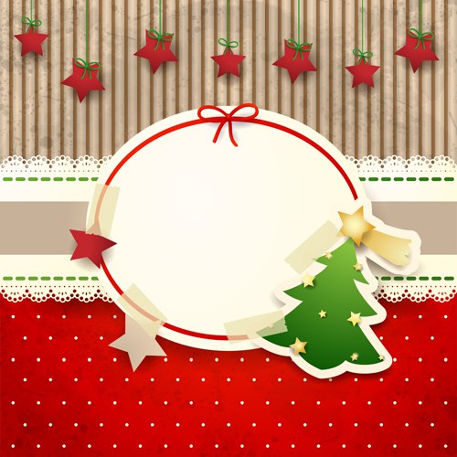 Cute Christmas cards with frame vector set 02 paper frame cute christmas cards card background   