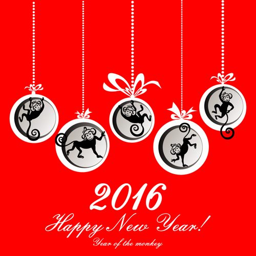 2016 the monkey new year design vector 07 year new monkey 2016   
