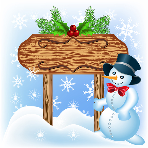 Christmas wooden billboard vector design 04 wooden christmas billboard   