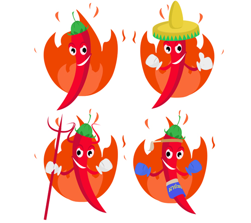 Funny hot pepper cartoon styles vector 05 styles pepper hot pepper funny cartoon   