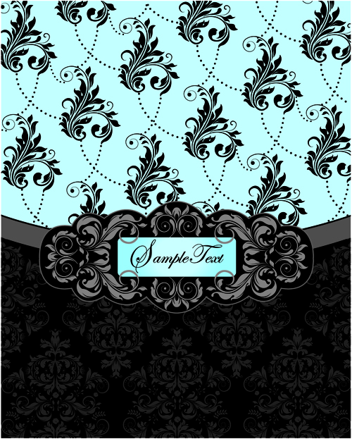 Retro dark Floral backgrounds vector 03 Retro font floral background floral dark   