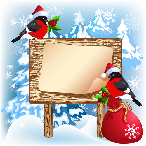 Christmas wooden billboard vector design 06 wooden christmas billboard   