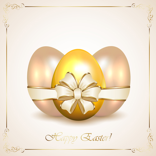 Golden egg with easter card vector golden easter card vector card   
