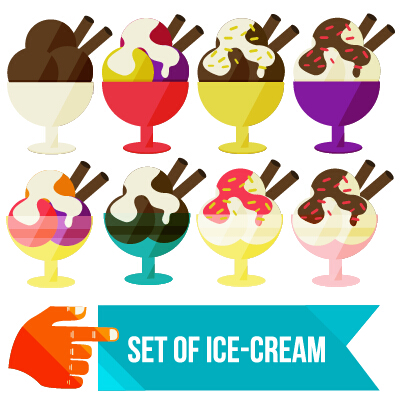 Set of Ice cream vector material 05 material ice cream cream   