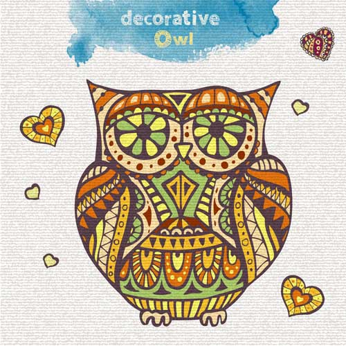 Floral decorative owl vector material 02 owl material floral decorative   