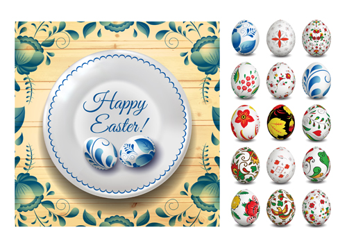 Easter egg with floral art vector material 02 floral easter egg easter   