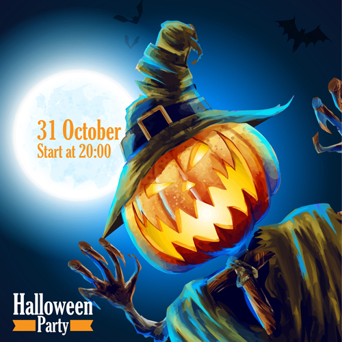 Halloween party night background vector 03 party night halloween   