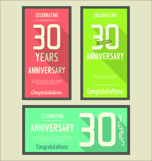 Anniversary celebrating vintage flat cards vector 07 vintage flat celebrating anniversary   