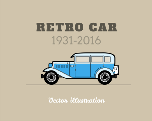 Retro car poster vector design 13 Retro font poster car   