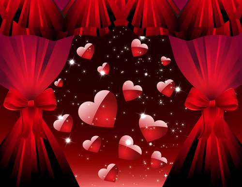 Red heart with curtain vector red heart curtain   