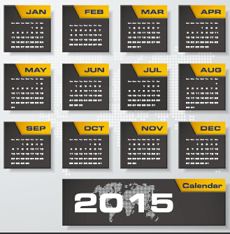 2015 company calendar black with yellow style vector 08 yellow company calendar black 2015   