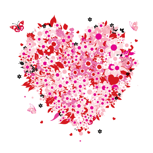 Set of Floral Heart elements vector 03 heart floral elements element   