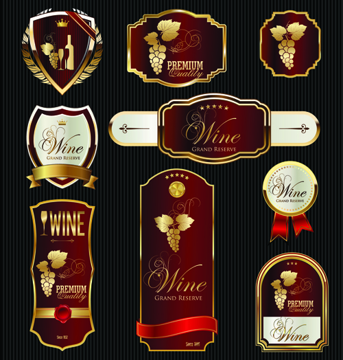 Luxury golden wine labels vector 03 luxury labels golden   