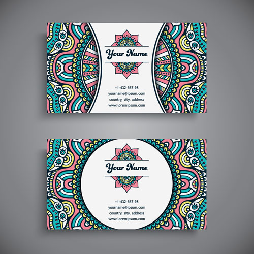 Ethnic pattern business card vintage vector 15 vintage pattern ethnic business card business   