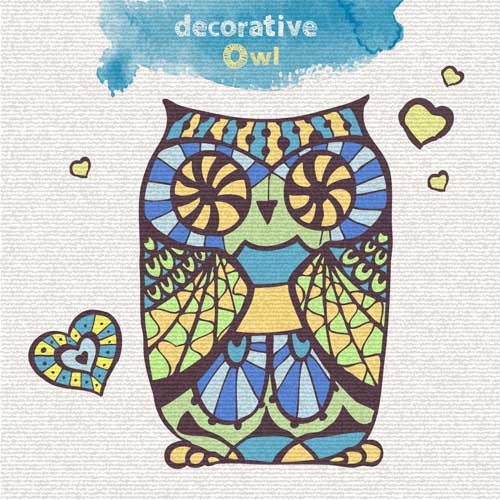 Floral decorative owl vector material 04   