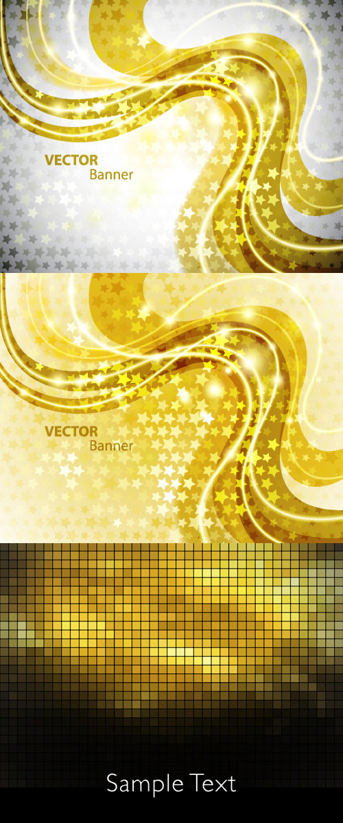 Golden background design vector yellow vector shine ribbons light Five pointed star dynamic color black beautiful background   