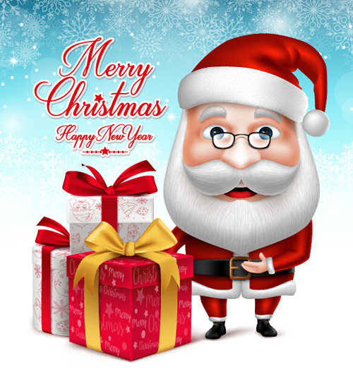 Realistic christmas santa cartoon vector 05 santa realistic christmas cartoon   